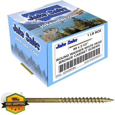 Jake Sales #8 x 2-1/2'' White Star Wood Screws 1 lb