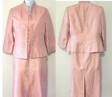 VINTAGE Jessica Howard Womens Set sz 4P Pink Pleated Embroidered Lightweight