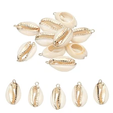 10Pcs Seashell Charm Bulk Natural Shell Pendants Gold