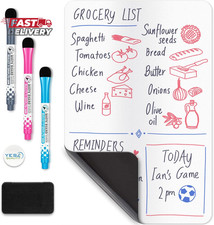 YES4QUALITY Magnetic Dry Erase White Board Sheet for Fridge 12X8 In, with Stain
