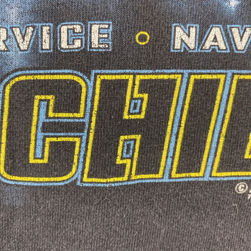 Camiseta Vintage-USN NAVY Chiefs Med-Negro-100% Algodón-Militar Hecha en EE. UU. LEER Foto 3 de 4