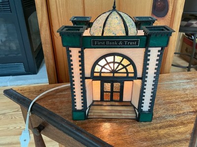 Forma Vitrum Bill Job Stained Glass Lighted Bank Building First Bank and Trust