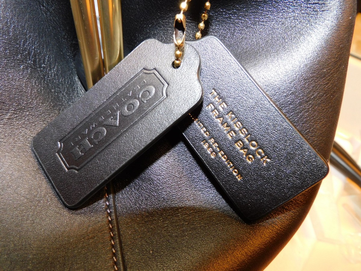 COACH CBR51 LARGE OVERSIZED KISSLOCK SHOULDER CLUTCH BAG IN BLACK