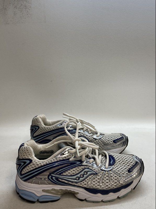 Saucony ProGrid Ride 3 White Silver Blue Women's Running Shoes Size 8