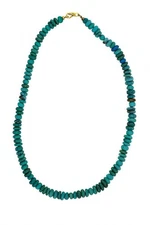 Turquoise Beaded Necklace Handcrafted 22 Inch 