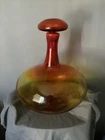 VTG LARGE BLENKO GLASS AMBERINA DECANTER 15”H DESIGNED BY JOEL MYERS  1960’S