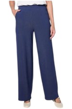 Denim  Co. Women's EasyWear Twill Full-Length Wide-Leg Pant Navy