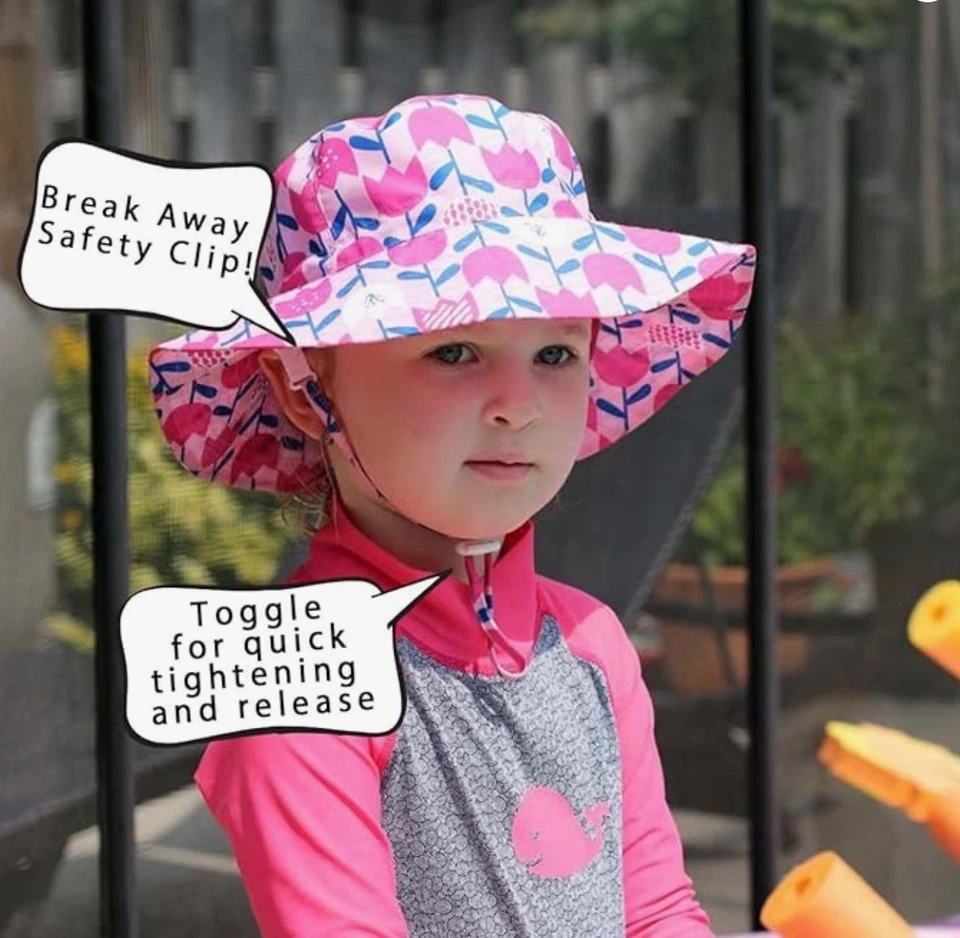 Sombrero para nadar el sol de verano para niños - blanco, ajustable, UPF 50+ (Tamaño: 15 m-5 años) Foto 2 de 4