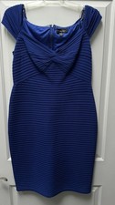 Tadashi Shoji 2XL Cicero Pintuck Short Sleeve Dress in Royal Blue Size 18-20