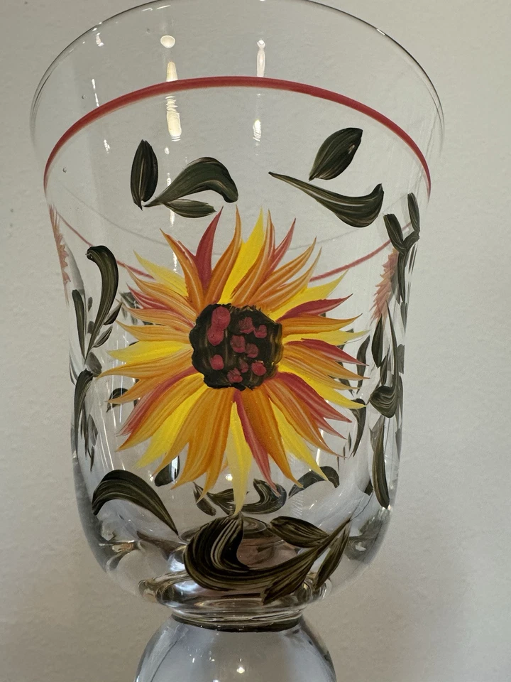 4 CERTIFIED INTERNATIONAL Wine Glasses  Sunflowers Hand Painted Mary Beth Baxter - Image 2 of 4