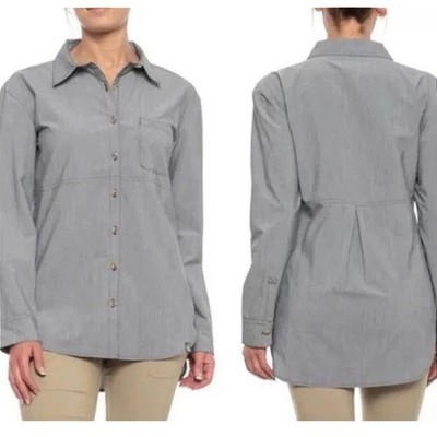 The North Face Stevie Button Up Shirt Cotton Blend Gray Long Sleeve Casual Top