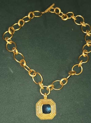 Julie Vos Marbella Necklace - London Blue Crystal & 24K Gold Plate Statement