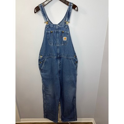 Carhartt R07 DST Denim Bib Overalls Blue Workwear Carpenter