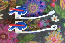 2 Pce Silicone Straw Toppers BUFFALO Football Team Sports Straw Cap NEW