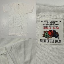 NOS Vtg 70s 80s FRUIT OF THE LOOM V Neck T-Shirt Single Stitch USA Made Size S