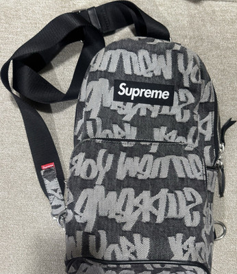 Supreme Fat Tip Jacquard Denim Graffiti Crossbody Bag LIMITED