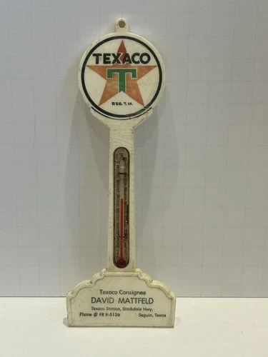 Vtg Texaco Thermometer David Mattfeld  Seguin, Texas Pole Sign Service W/phone #