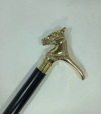 Arabian Horse Head Cane Brass Handle Black Wood Victorian Walking Stick
