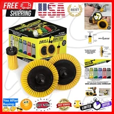 Versatile 3-Pack Drill Brush Set - Medium Stiffness for Tile and Grout Cleaning