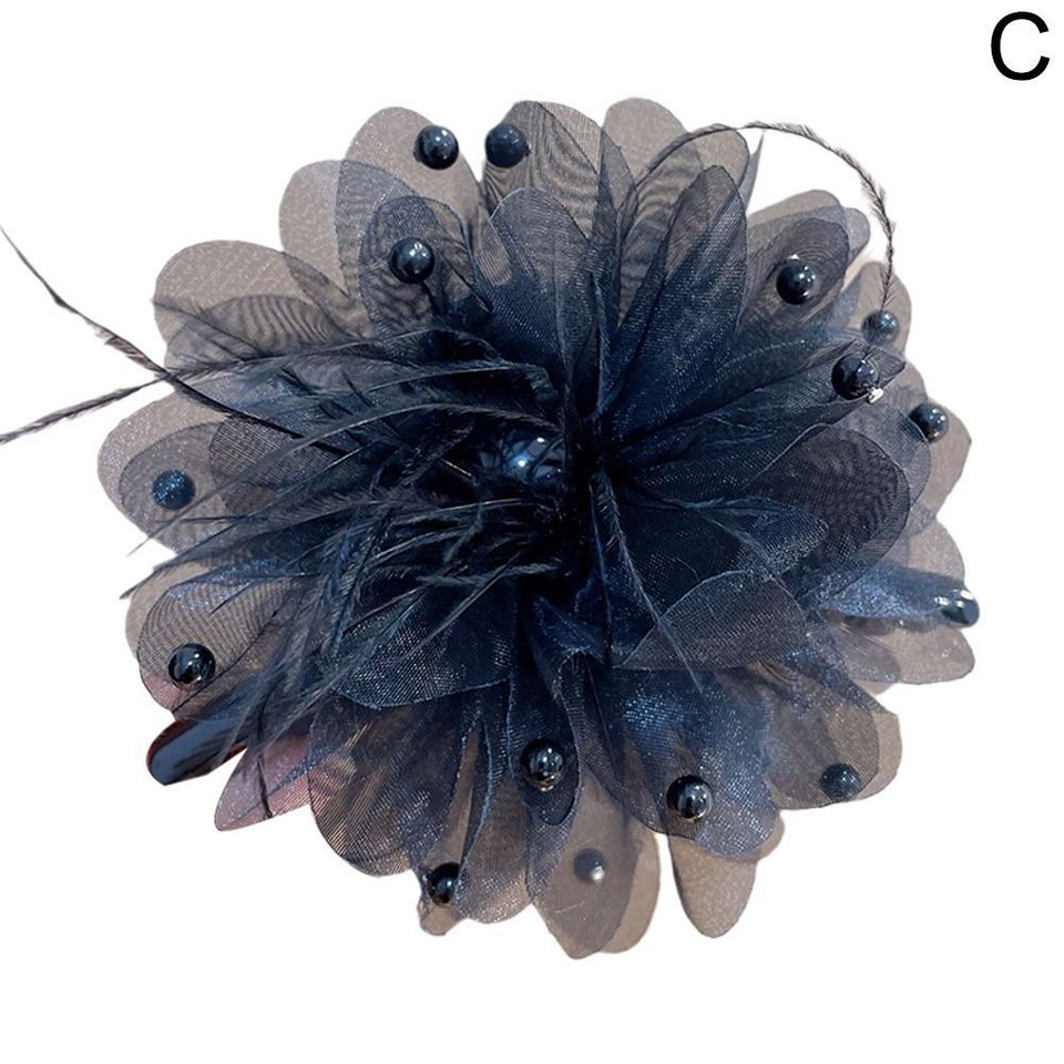 Hair Claw Clip with Flower Bird Feather Bowknot Large Bow Hair Claw