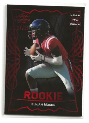 2021 Leaf Trinity Elijah Moore Red Variation Rookie Card 14/15