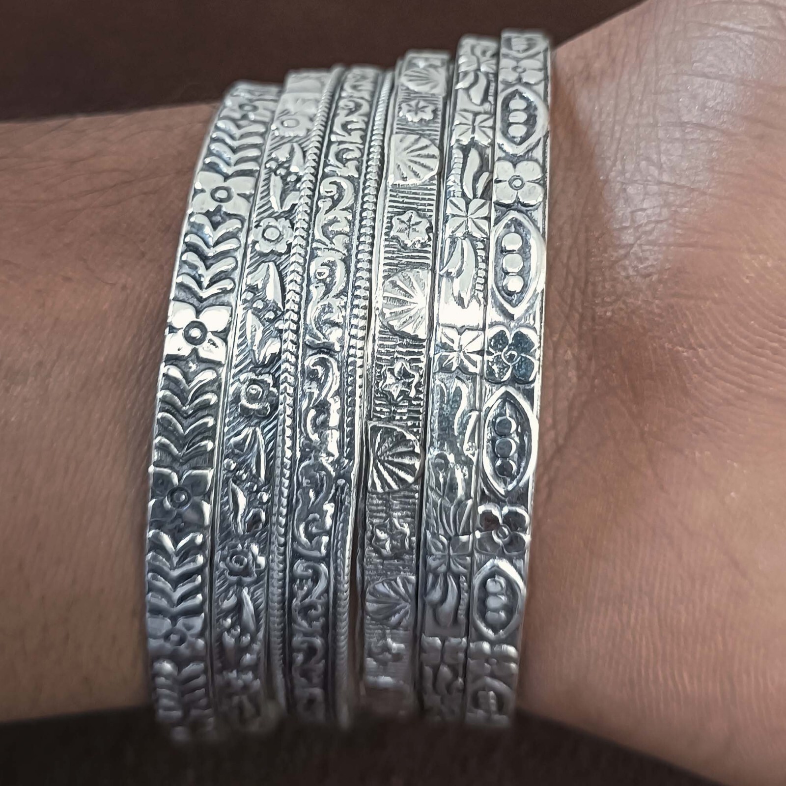 Thick West Indian 6-Piece Handmade Solid 925 Sterling Silver Bangle Set AK121555