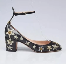 NIB Valentino Authentic Designer Black Star Pumps Shoes $1395+ Tax Size 37.5