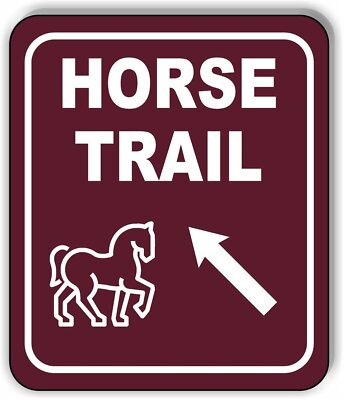 HORSE TRAIL DIRECTIONAL 45 DEGREES UP LEFT ARROW Metal Aluminum composite sign