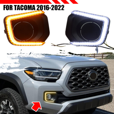 For 16-22 Toyota Tacoma LED Fog Lights Front Bumper Lamps+DRL with Turn Signals