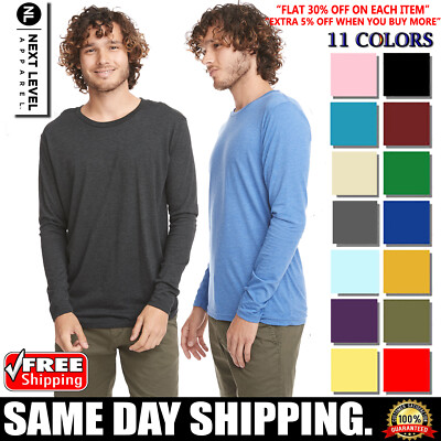 Next Level 6071 Men's Triblend Long Sleeve Crew Tee - Vintage Royal Color, XX-Large - View #7