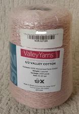 Valley Yarns Mercerized Perle Cotton Yarn on Cone 5/2 Cameo Rose 2100 Yds 1 lb