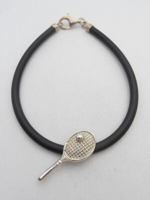 Cozzi Gioielli Tennis Racket Bracelet in 925 Silver and Rubber Unisex