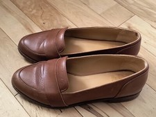 Les Souliers Sezane Ladies Slip On Penny Loafers all Leather Brown UK 6 EU 39