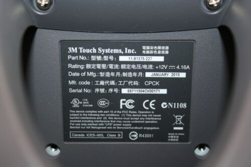One (1) 3M MicroTouch 11-81375-227 POS 15" VGA 1024x768 Touch Screen Monitor - Picture 7 of 14