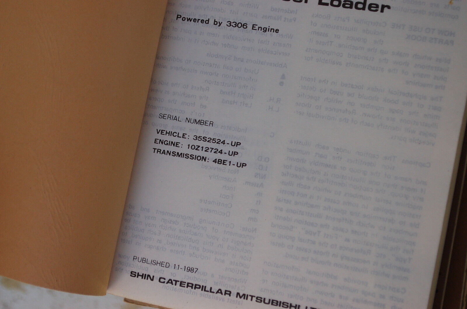 Details zu  Cat Caterpillar 966E Rad Lader Teile Manuell Buch Mitsubishi 1987 Vorne Ende Lager ist billig