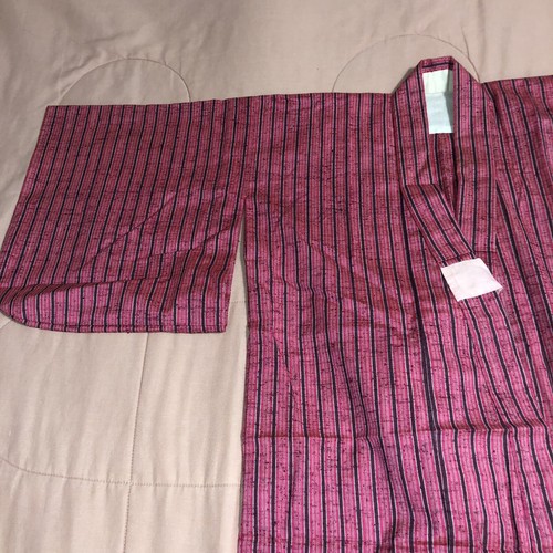 Vintage japanischer Kimono & Haori Set rosa vertikale Streifen - Mädchen Jugendliche Jugend - Bild 9 von 15