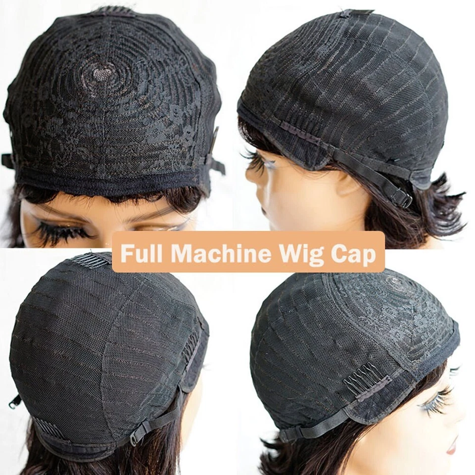 Pelucas de máquina completa bob corto rizado naranja jengibre con flequillo para mujer Foto 2 de 4