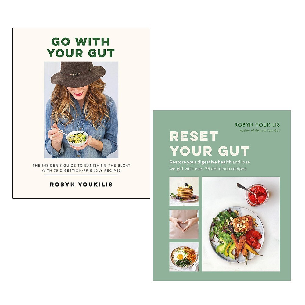 Robyn youkilis 2 Books Collection Set (Go with Your Gut & Reset your Gut) New