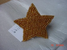 12 Napkin Rings  Beaded  Gold  Star    NEW