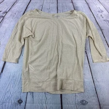 Ann Taylor Loft Womens Sheer 3/4 Sleeve Top Blouse Sz Small