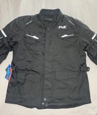 HWK Motorcycle Jacket for Men Adventure w/Cordura Textile Fabric XLarge - Black-