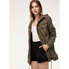 Talula By Aritzia Trooper Lived In Utility Jacket Olive Green Hooded Size Small