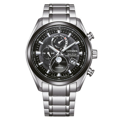 Citizen Solar Eco-Drive Chronograph Herren Armbanduhr Funkuhr BY1018-80E Mond