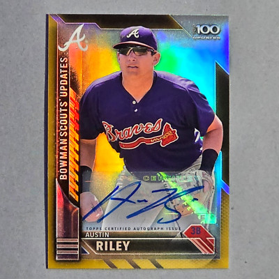 2016 Bowman Chrome Austin Riley Gold Refractor Auto #/50 Top 100 Prospect Rookie
