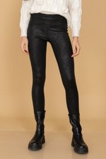 Black Soft Suedette Seam Stretch Leggings Size XL