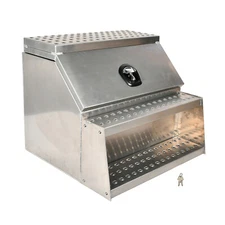 25"x28"x30" Aluminum Side Mount Semi Truck Tool Box Saddle Step Open Wide Design