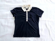 Vintage Collared Shirt W/ White Eyelet Collar: Navy Blue Liz Claiborne - Size S