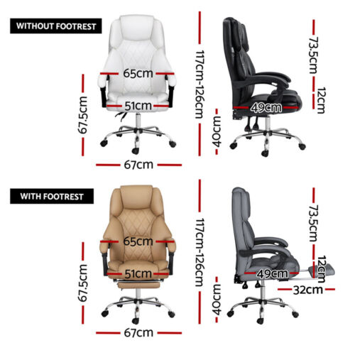 Artiss Executive Office Chair Computer Desk Gaming Chairs Footrest Recline - Picture 3 of 36