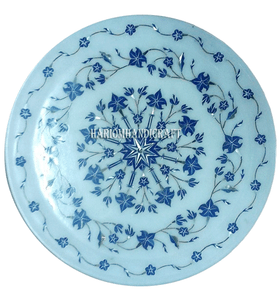 9" White Marble Round Dish Plate Marquetry Lapis Inlay Kitchen Decor Gifts H2648 9" White Marble Round Dish Plate Marquetry Lapis Inlay Kitchen Decor Gifts H2648
