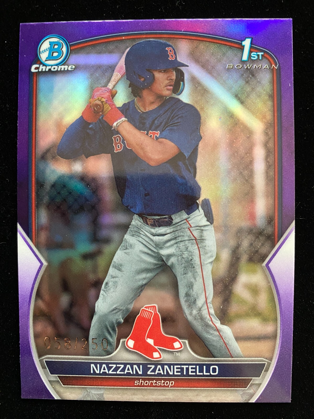 2023 Bowman Chrome Draft NAZZAN ZANETELLO 1st Rookie PURPLE #/250 Red Sox RC SP